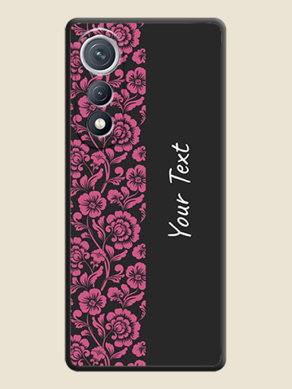 Custom Pink Floral Pattern Design With Custom Text On Space Black Custom Soft Matte Mobile Back Cover - Tecno Pova Curve 5G - alternate view