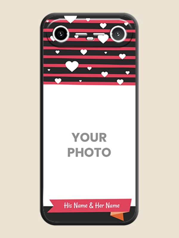 Custom White Color Love Symbols with Pink Lines Pattern On Space Black Custom Soft Matte Mobile Back Cover - Tecno Pova Slim 5G - alternate view