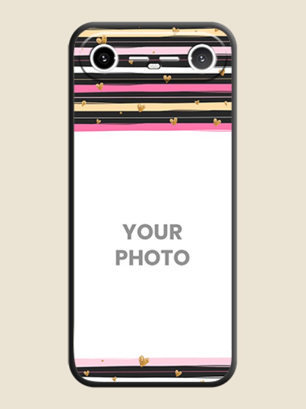 Custom Multicolor Lines and Golden Love Symbols Design on Photo On Space Black Custom Soft Matte Mobile Back Cover - Tecno Pova Slim 5G - alternate view