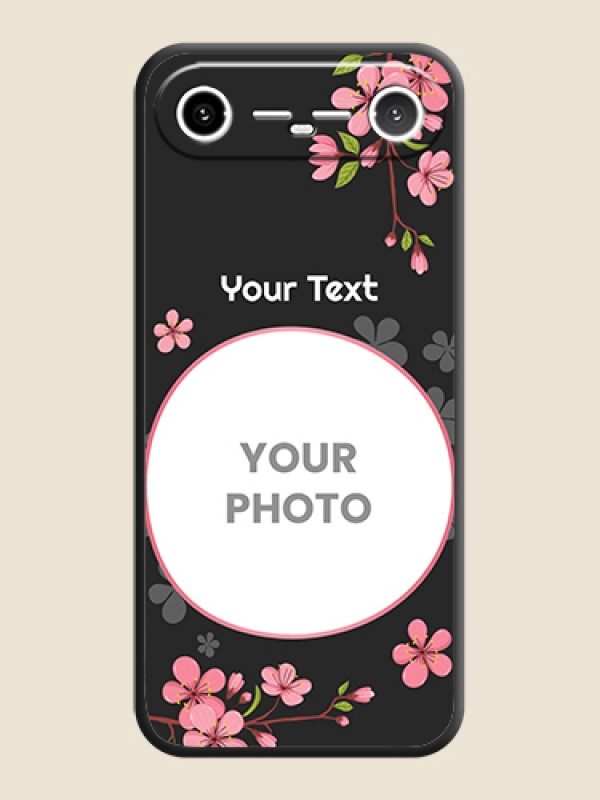 Custom Round Image with Pink Color Floral Design on Photo On Space Black Custom Soft Matte Mobile Back Cover - Tecno Pova Slim 5G - alternate view