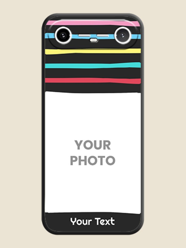 Custom Multicolor Lines with Image On Space Black Custom Soft Matte Mobile Back Cover - Tecno Pova Slim 5G - alternate view