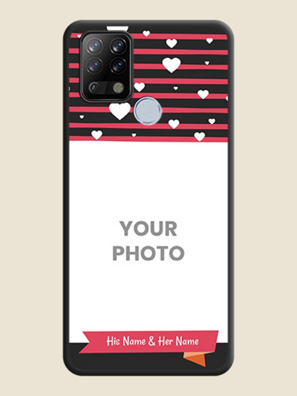 Custom White Color Love Symbols with Pink Lines Pattern on Space Black Custom Soft Matte Phone Cases - Tecno Pova - alternate view