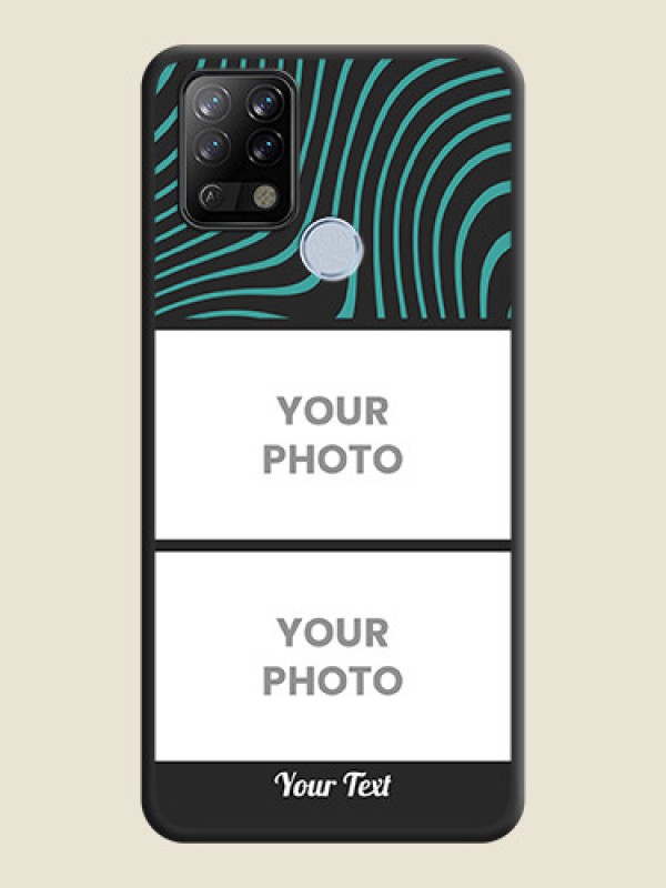 Custom Wave Pattern with 2 Image Holder on Space Black Personalized Soft Matte Phone Covers - Tecno Pova - alternate view