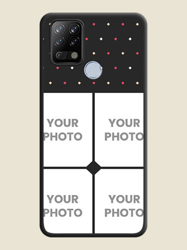 Custom Multicolor Dotted Pattern with 4 Image Holder on Space Black Custom Soft Matte Phone Cases - Tecno Pova - alternate view