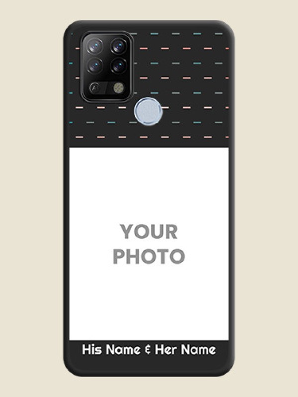 Custom Line Pattern Design with Text on Space Black Custom Soft Matte Phone Back Cover - Tecno Pova - alternate view