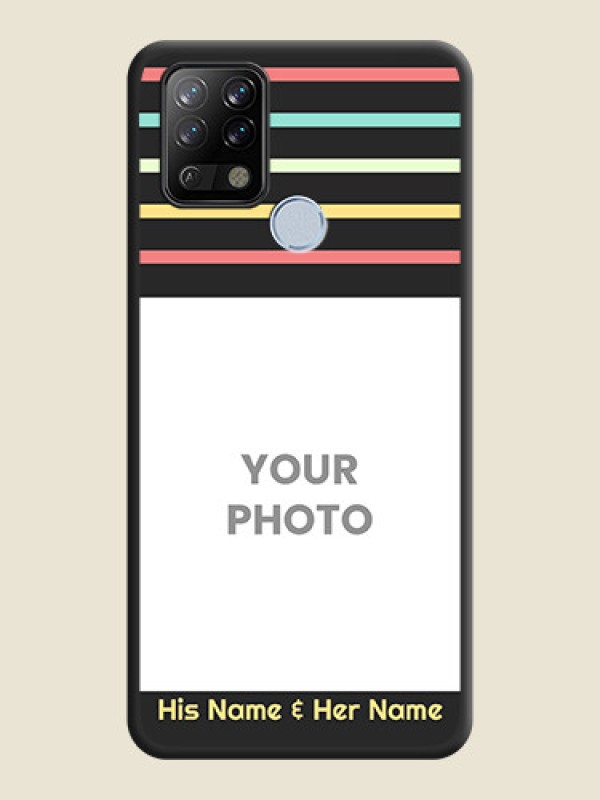 Custom Color Stripes with Photo and Text on Photo on Space Black Soft Matte Mobile Case - Tecno Pova - alternate view