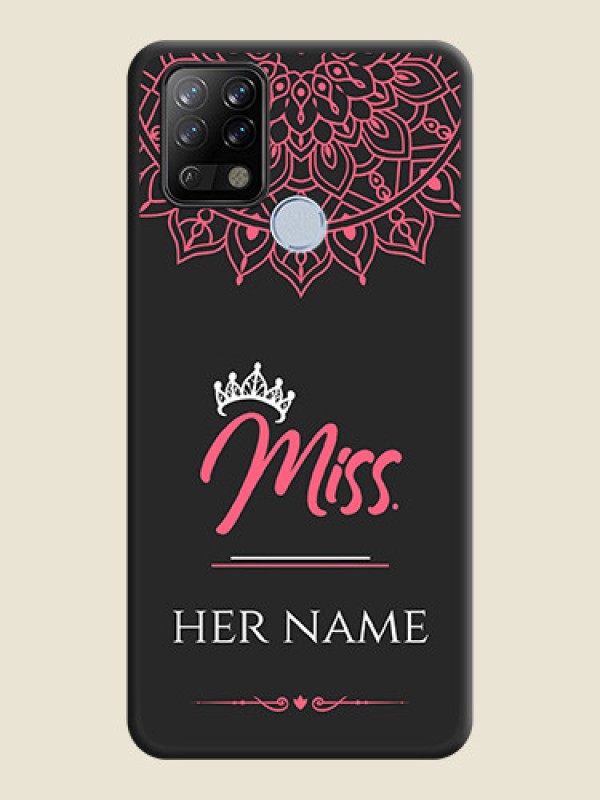 Custom Mrs Name with Floral Design on Space Black Personalized Soft Matte Phone Covers - Tecno Pova - alternate view