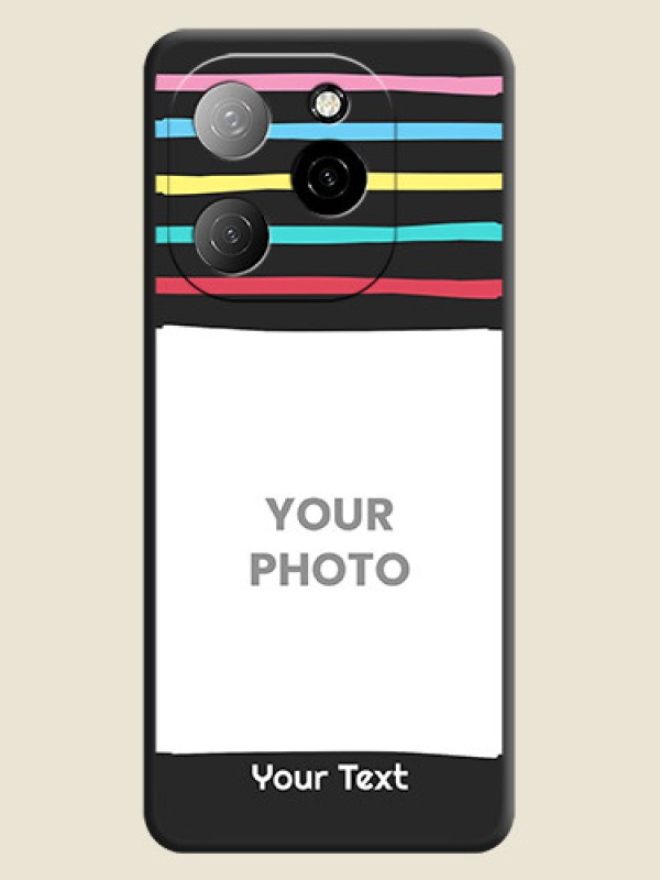 Custom Multicolor Lines with Image On Space Black Custom Soft Matte Mobile Back Cover - Spark 20 Pro 5G - alternate view