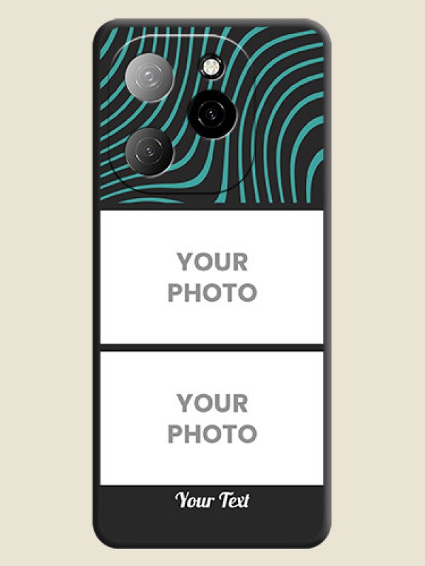 Custom Wave Pattern with 2 Image Holder On Space Black Custom Soft Matte Mobile Back Cover - Spark 20 Pro 5G - alternate view