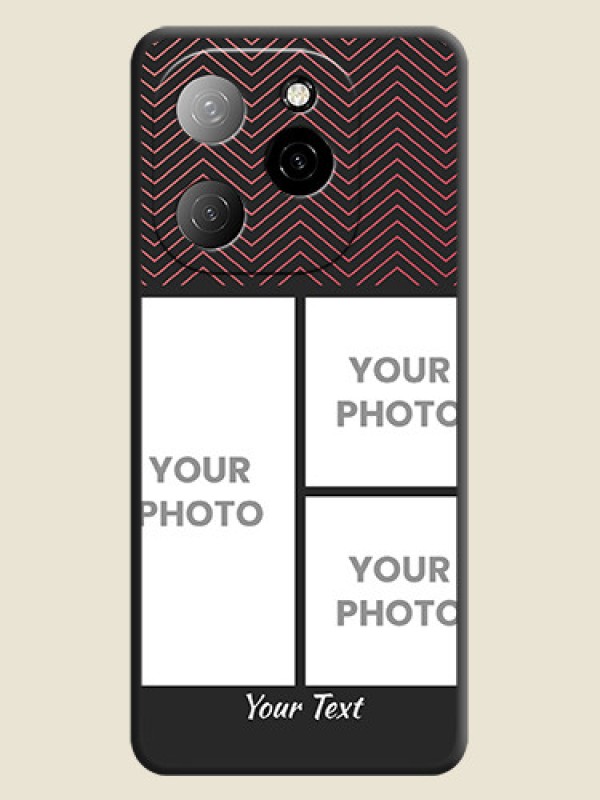 Custom Wave Pattern with 3 Image Holder On Space Black Custom Soft Matte Mobile Back Cover - Spark 20 Pro 5G - alternate view