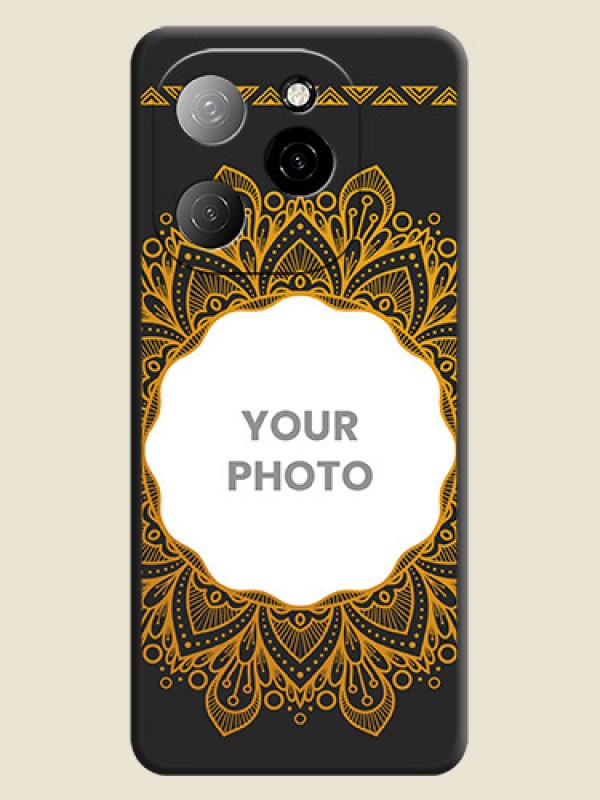 Custom Round Image with Floral Design On Space Black Custom Soft Matte Mobile Back Cover - Spark 20 Pro 5G - alternate view