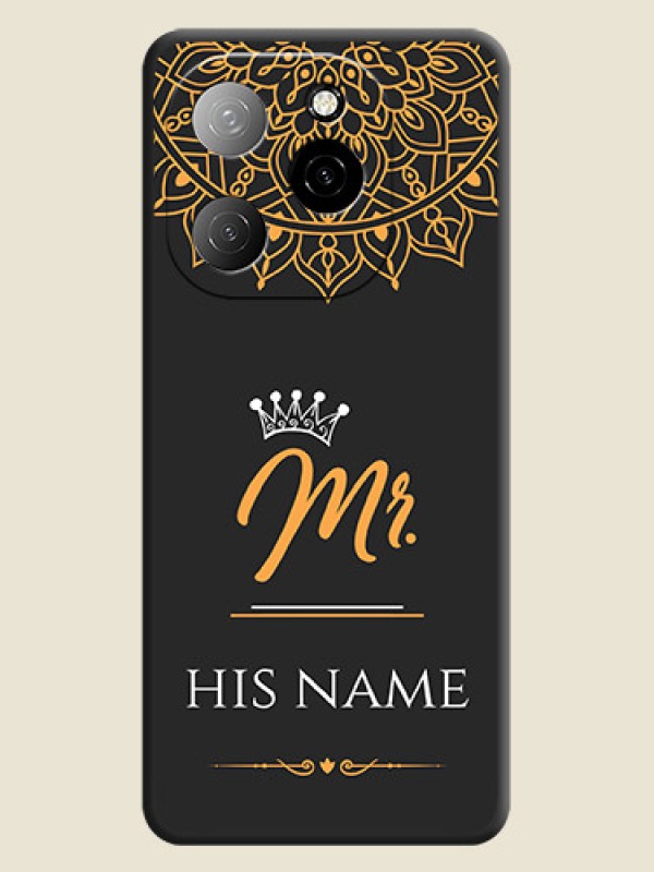 Custom Mr Name with Floral Design On Space Black Custom Soft Matte Mobile Back Cover - Spark 20 Pro 5G - alternate view