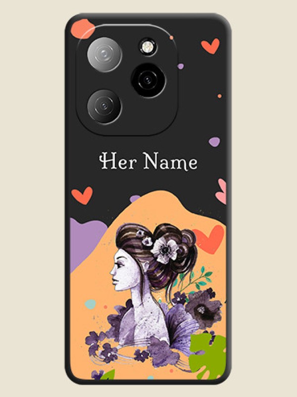 Custom Namecase For Her With Fancy Lady Image On Space Black Custom Soft Matte Mobile Back Cover - Spark 20 Pro 5G - alternate view