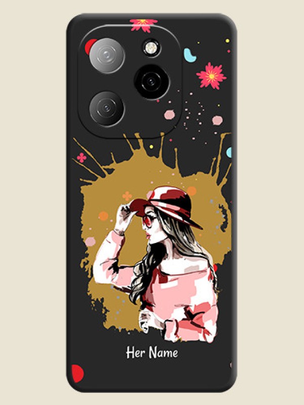 Custom Mordern Lady With Color Splash Background With Custom Text On Space Black Custom Soft Matte Mobile Back Cover - Spark 20 Pro 5G - alternate view