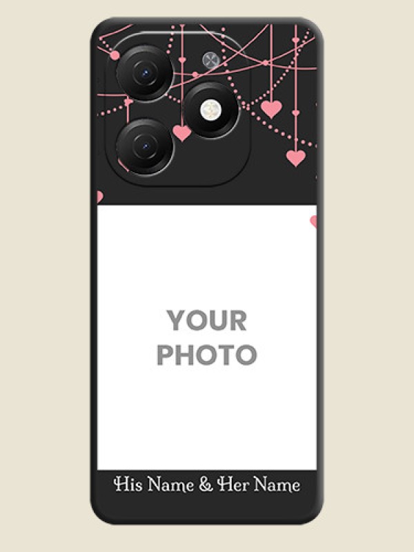 Custom Pink Love Hangings with Text on Space Black Custom Soft Matte Back Cover - Tecno Spark 20 - alternate view