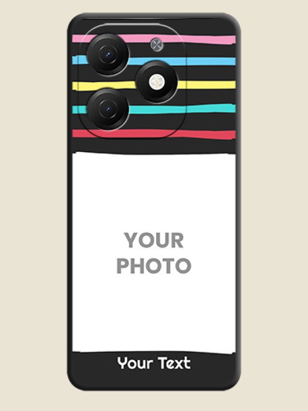 Custom Multicolor Lines with Image on Space Black Personalized Soft Matte Phone Covers - Tecno Spark 20 - alternate view