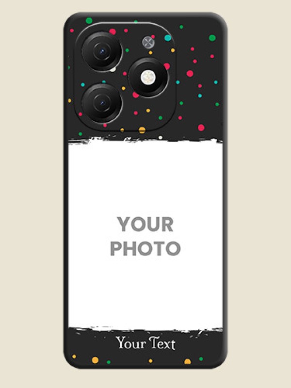 Custom Multicolor Dotted Pattern with Text on Space Black Custom Soft Matte Phone Back Cover - Tecno Spark 20 - alternate view