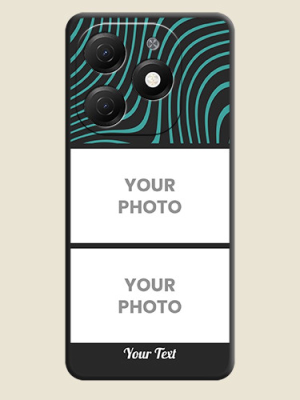 Custom Wave Pattern with 2 Image Holder on Space Black Personalized Soft Matte Phone Covers - Tecno Spark 20 - alternate view