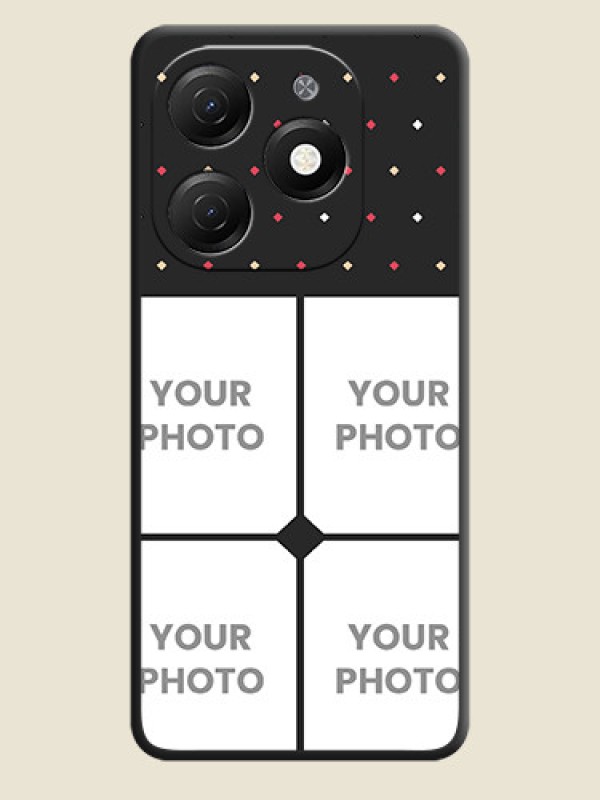 Custom Multicolor Dotted Pattern with 4 Image Holder on Space Black Custom Soft Matte Phone Cases - Tecno Spark 20 - alternate view