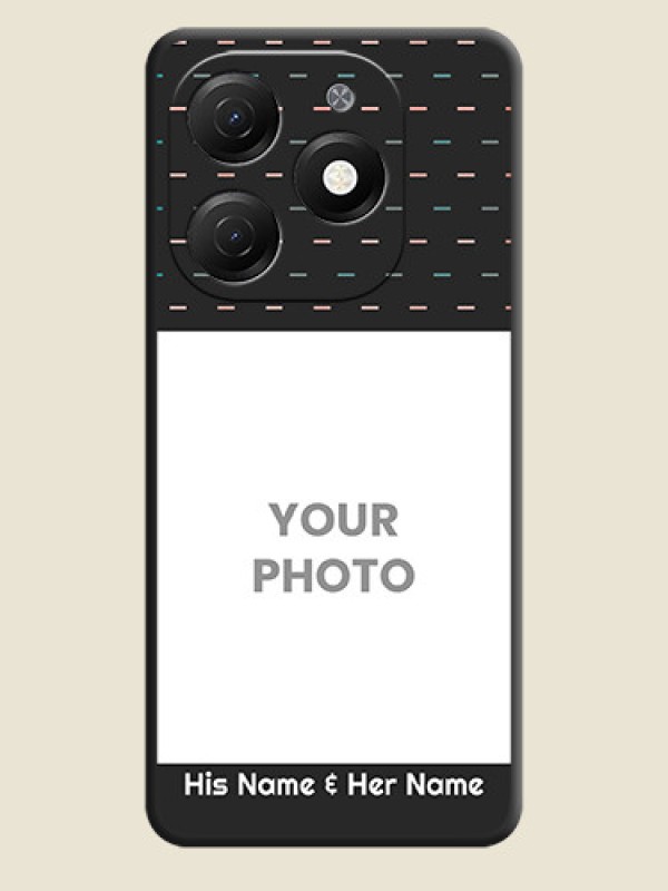 Custom Line Pattern Design with Text on Space Black Custom Soft Matte Phone Back Cover - Tecno Spark 20 - alternate view