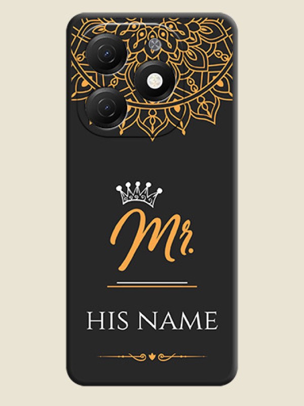 Custom Mr Name with Floral Design on Personalised Space Black Soft Matte Cases - Tecno Spark 20 - alternate view