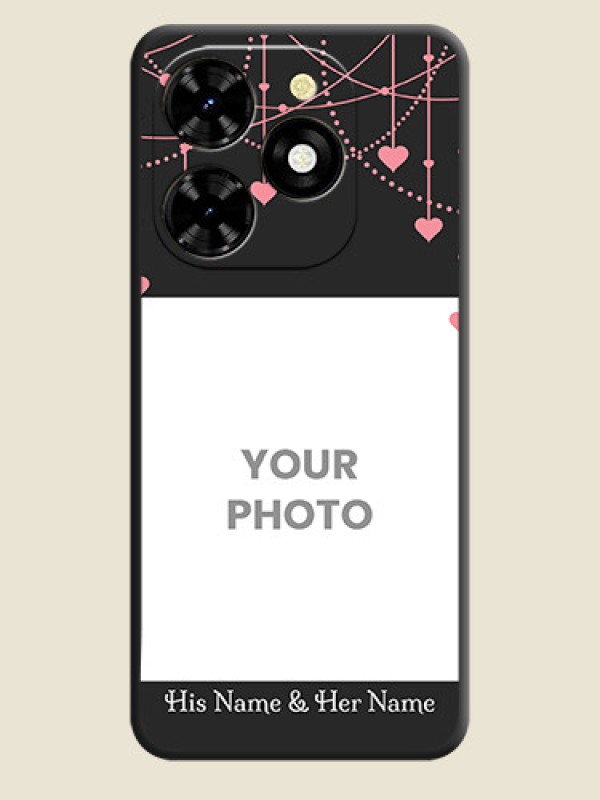 Custom Pink Love Hangings with Text on Space Black Custom Soft Matte Back Cover - Tecno Spark 20C - alternate view