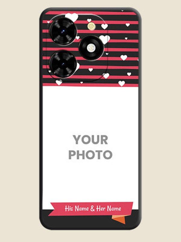 Custom White Color Love Symbols with Pink Lines Pattern on Space Black Custom Soft Matte Phone Cases - Tecno Spark 20C - alternate view