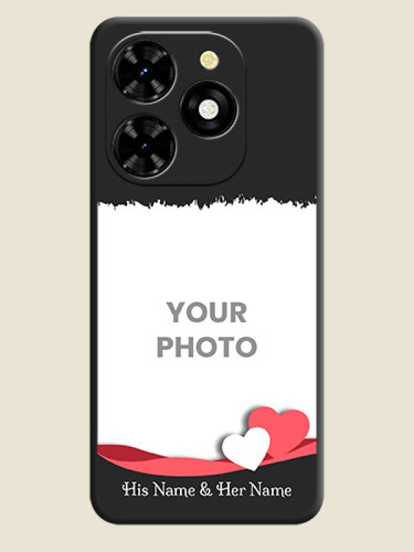 Custom Pink Color Love Shaped Ribbon Design with Text on Space Black Custom Soft Matte Phone Back Cover - Tecno Spark 20C - alternate view