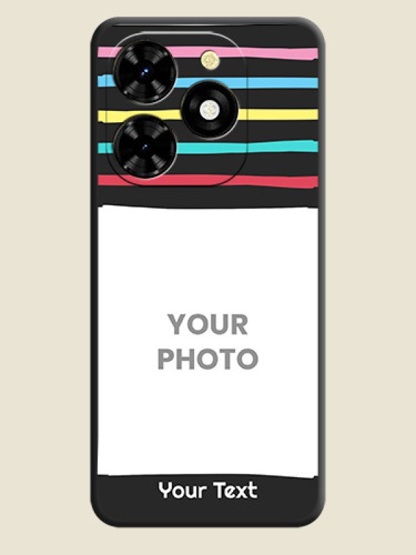 Custom Multicolor Lines with Image on Space Black Personalized Soft Matte Phone Covers - Tecno Spark 20C - alternate view