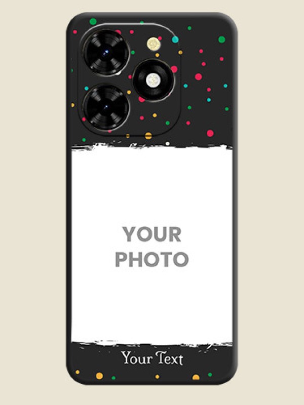 Custom Multicolor Dotted Pattern with Text on Space Black Custom Soft Matte Phone Back Cover - Tecno Spark 20C - alternate view