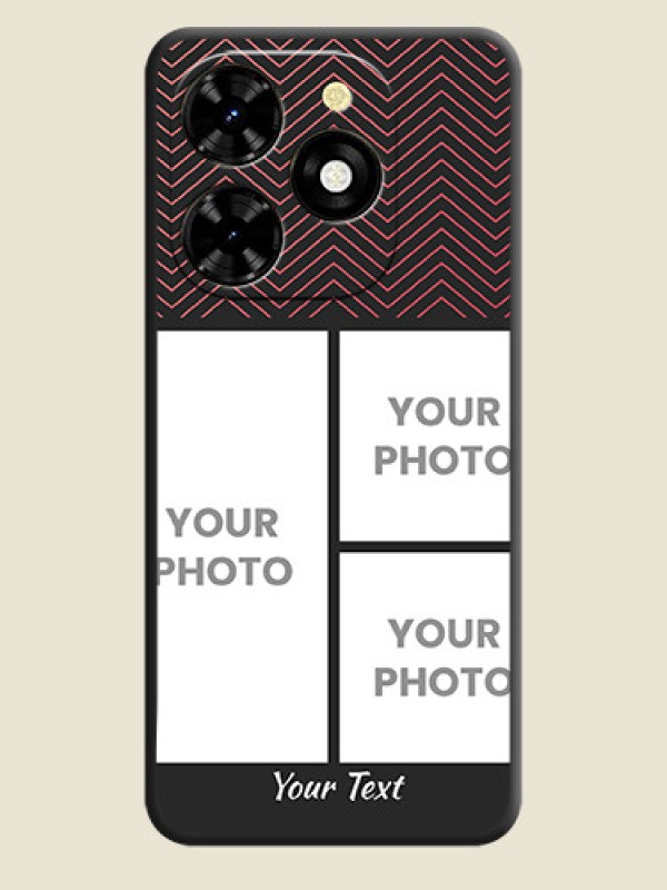 Custom Wave Pattern with 3 Image Holder on Space Black Custom Soft Matte Back Cover - Tecno Spark 20C - alternate view