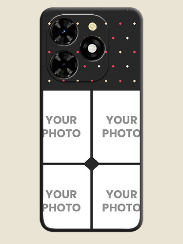 Custom Multicolor Dotted Pattern with 4 Image Holder on Space Black Custom Soft Matte Phone Cases - Tecno Spark 20C - alternate view