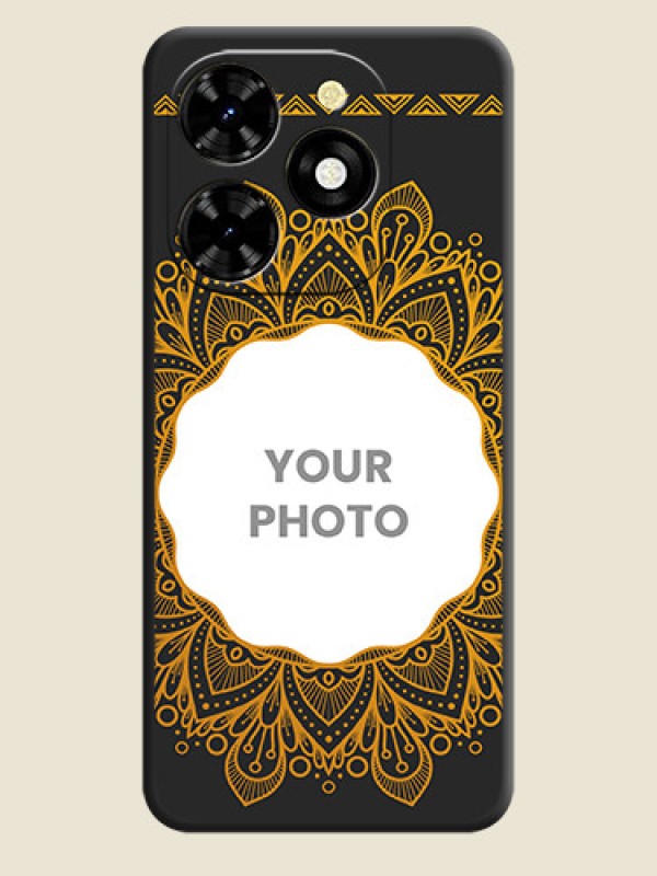 Custom Round Image with Floral Design - Photo on Space Black Soft Matte Mobile Cover - Tecno Spark 20C - alternate view