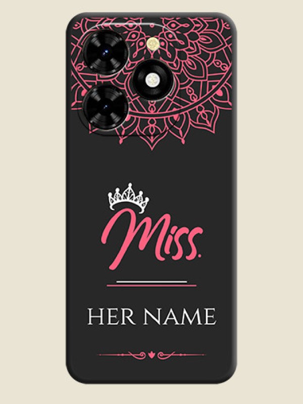 Custom Mrs Name with Floral Design on Space Black Personalized Soft Matte Phone Covers - Tecno Spark 20C - alternate view