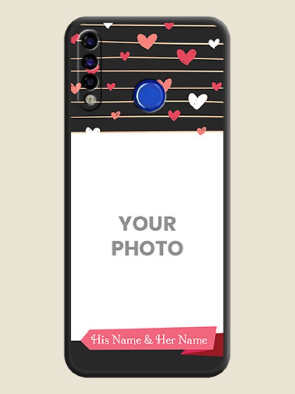 Custom Love Pattern with Name on Pink Ribbon  on Photo on Space Black Soft Matte Back Cover - Tecno Spark 4 - alternate view