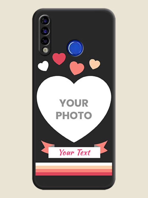 Custom Love Shaped Photo with Colorful Stripes on Personalised Space Black Soft Matte Cases - Tecno Spark 4 - alternate view