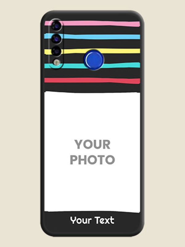 Custom Multicolor Lines with Image on Space Black Personalized Soft Matte Phone Covers - Tecno Spark 4 - alternate view