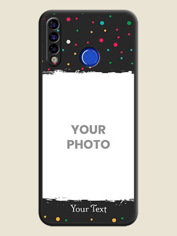 Custom Multicolor Dotted Pattern with Text on Space Black Custom Soft Matte Phone Back Cover - Tecno Spark 4 - alternate view