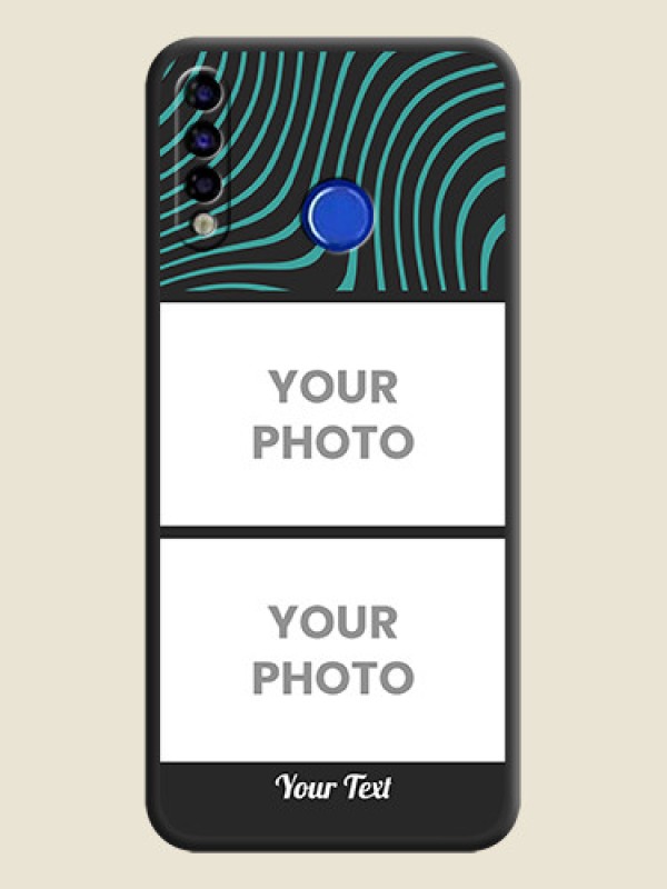 Custom Wave Pattern with 2 Image Holder on Space Black Personalized Soft Matte Phone Covers - Tecno Spark 4 - alternate view