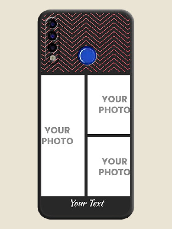 Custom Wave Pattern with 3 Image Holder on Space Black Custom Soft Matte Back Cover - Tecno Spark 4 - alternate view