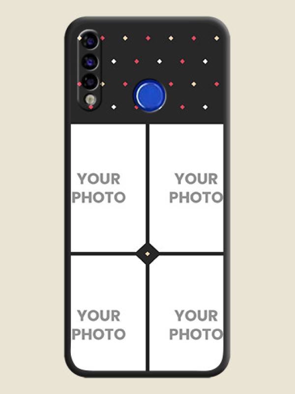 Custom Multicolor Dotted Pattern with 4 Image Holder on Space Black Custom Soft Matte Phone Cases - Tecno Spark 4 - alternate view
