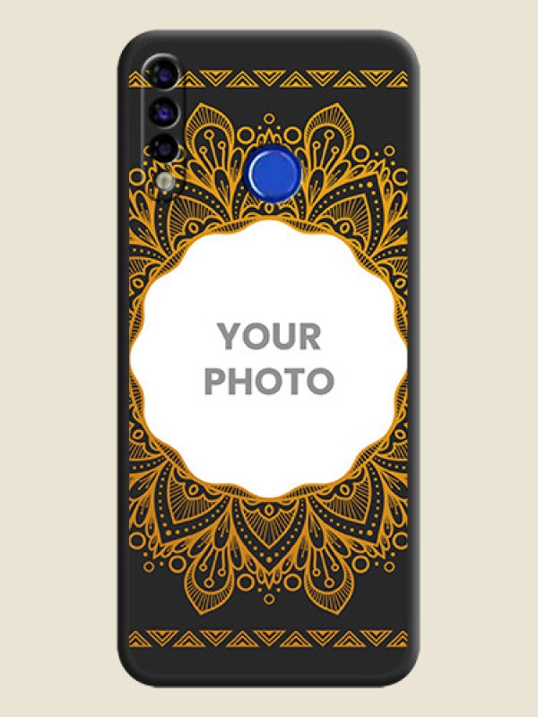 Custom Round Image with Floral Design on Photo on Space Black Soft Matte Mobile Cover - Tecno Spark 4 - alternate view