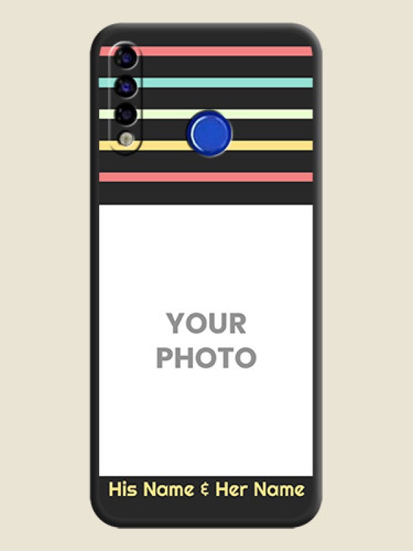 Custom Color Stripes with Photo and Text on Photo on Space Black Soft Matte Mobile Case - Tecno Spark 4 - alternate view