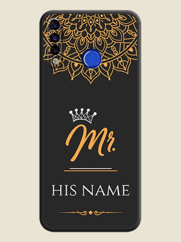 Custom Mr Name with Floral Design  on Personalised Space Black Soft Matte Cases - Tecno Spark 4 - alternate view