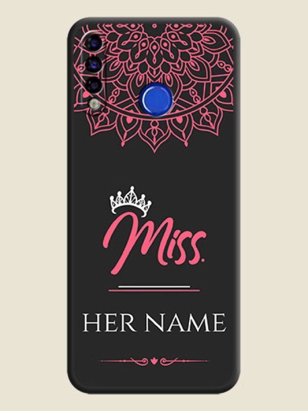 Custom Mrs Name with Floral Design on Space Black Personalized Soft Matte Phone Covers - Tecno Spark 4 - alternate view