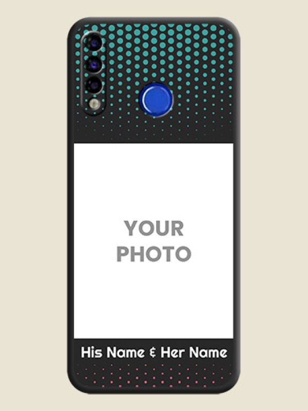 Custom Faded Dots with Grunge Photo Frame and Text on Space Black Custom Soft Matte Phone Cases - Tecno Spark 4 - alternate view