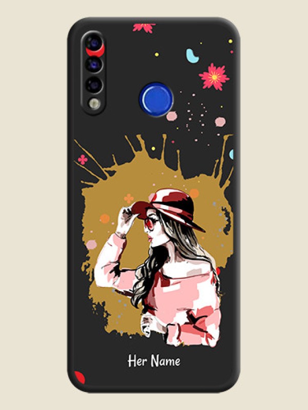 Custom Mordern Lady With Color Splash Background With Custom Text On Space Black Personalized Soft Matte Phone Covers -Tecno Spark 4 - alternate view