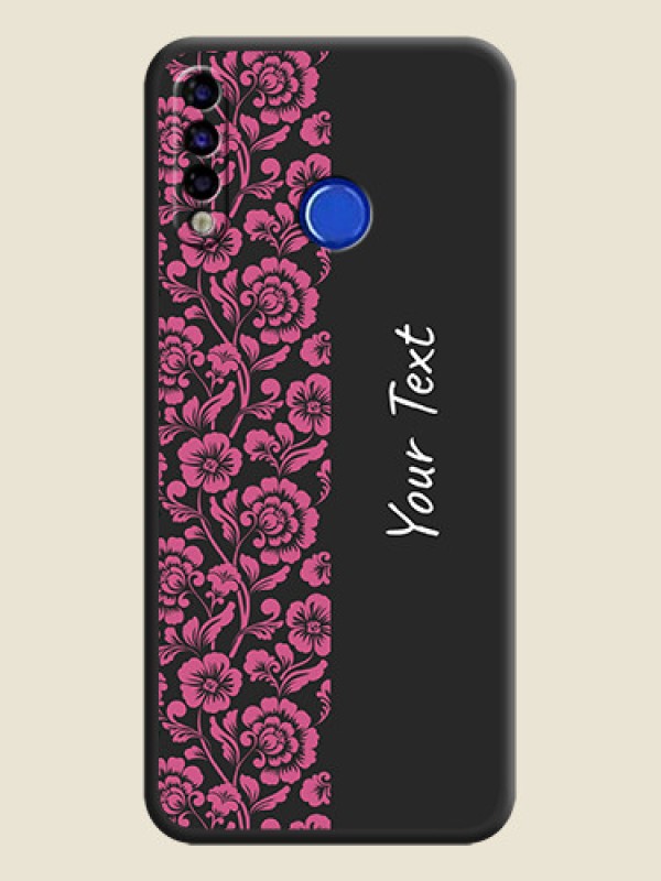 Custom Pink Floral Pattern Design With Custom Text On Space Black Personalized Soft Matte Phone Covers -Tecno Spark 4 - alternate view