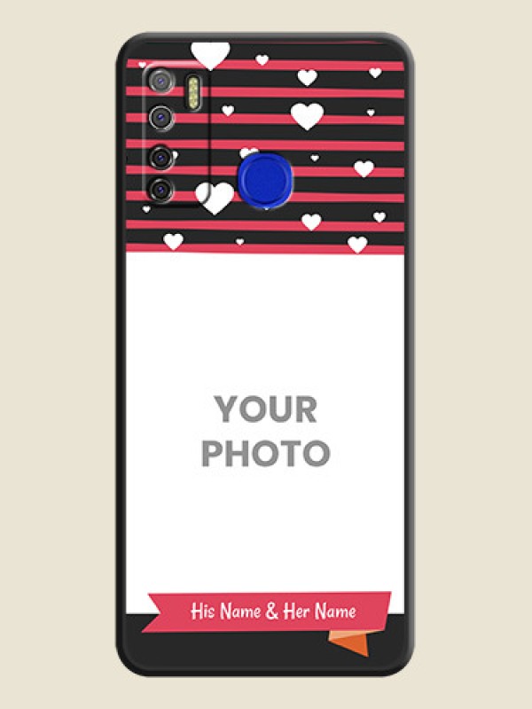 Custom White Color Love Symbols with Pink Lines Pattern on Space Black Custom Soft Matte Phone Cases - Tecno Spark 5 Pro - alternate view