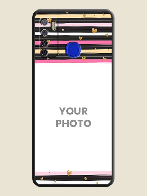 Custom Multicolor Lines and Golden Love Symbols Design on Photo on Space Black Soft Matte Mobile Cover - Tecno Spark 5 Pro - alternate view